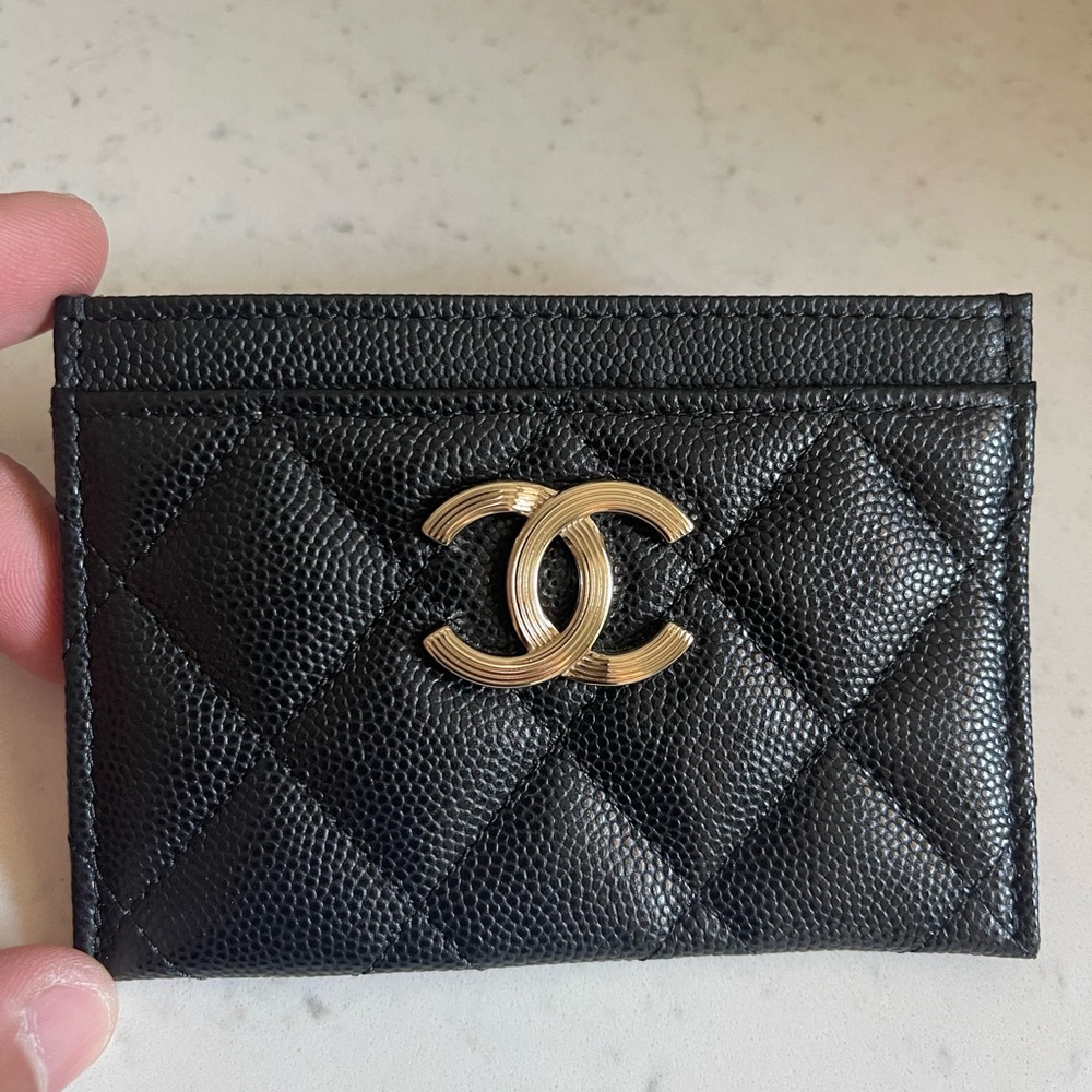 NEW Chanel Black Classic Caviar Leather Wallet Card Holder